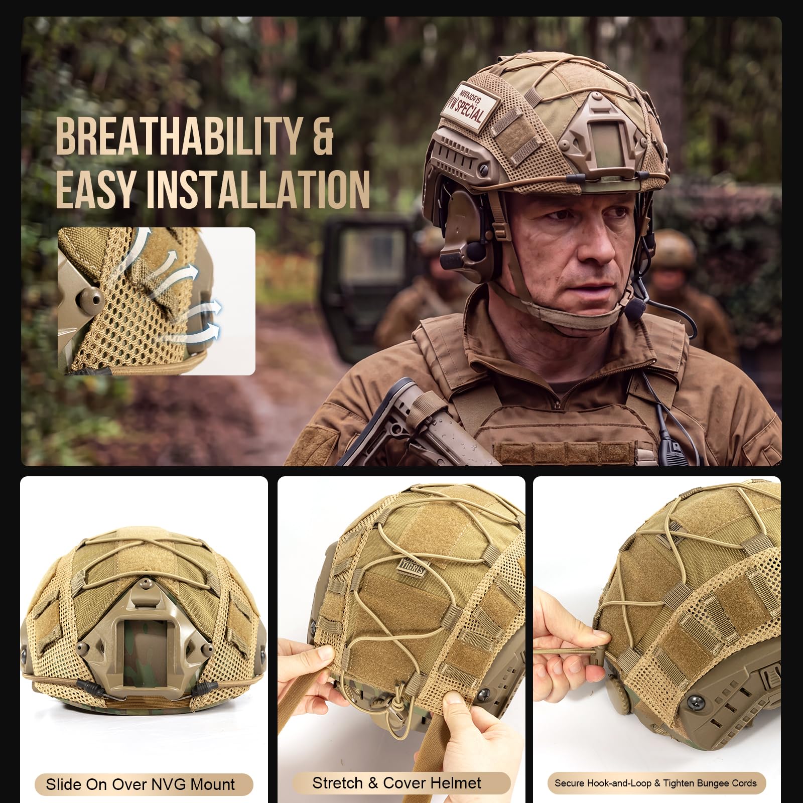 OneTigris Velcro panels displaying patch placement and identification