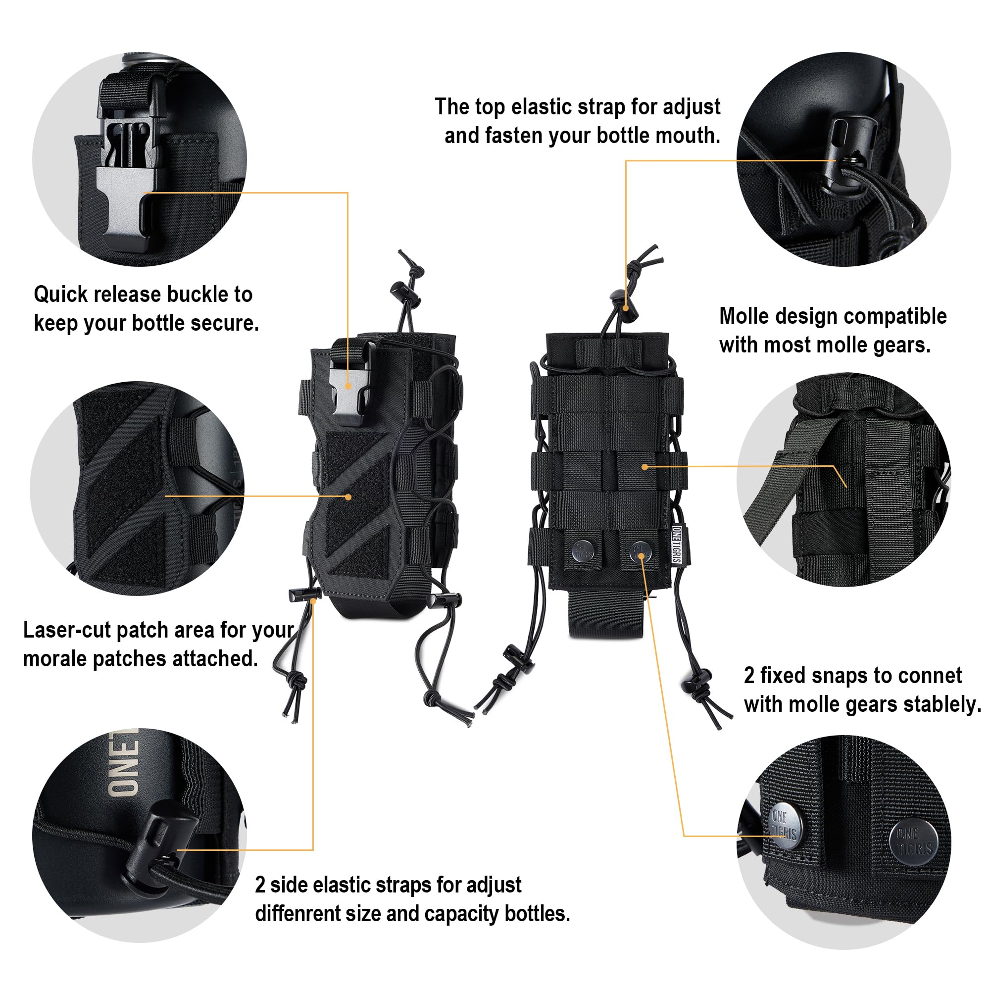 OneTigris demonstrating MOLLE webbing weave for stable pack attachment benefit