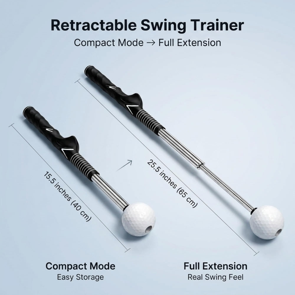 ONIRVA retractable action mid-swing with audible click for tempo feedback