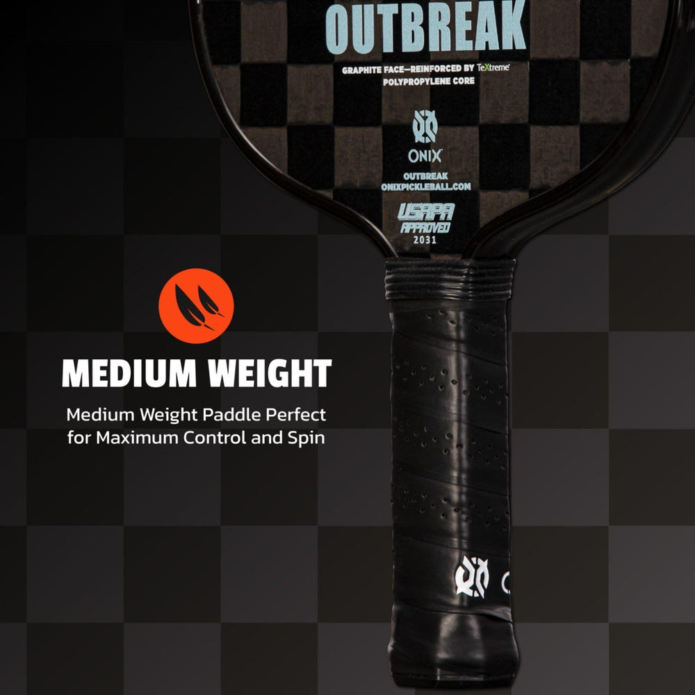 Onix Outbreak wide-body dimensions graphic showing larger sweet spot advantage