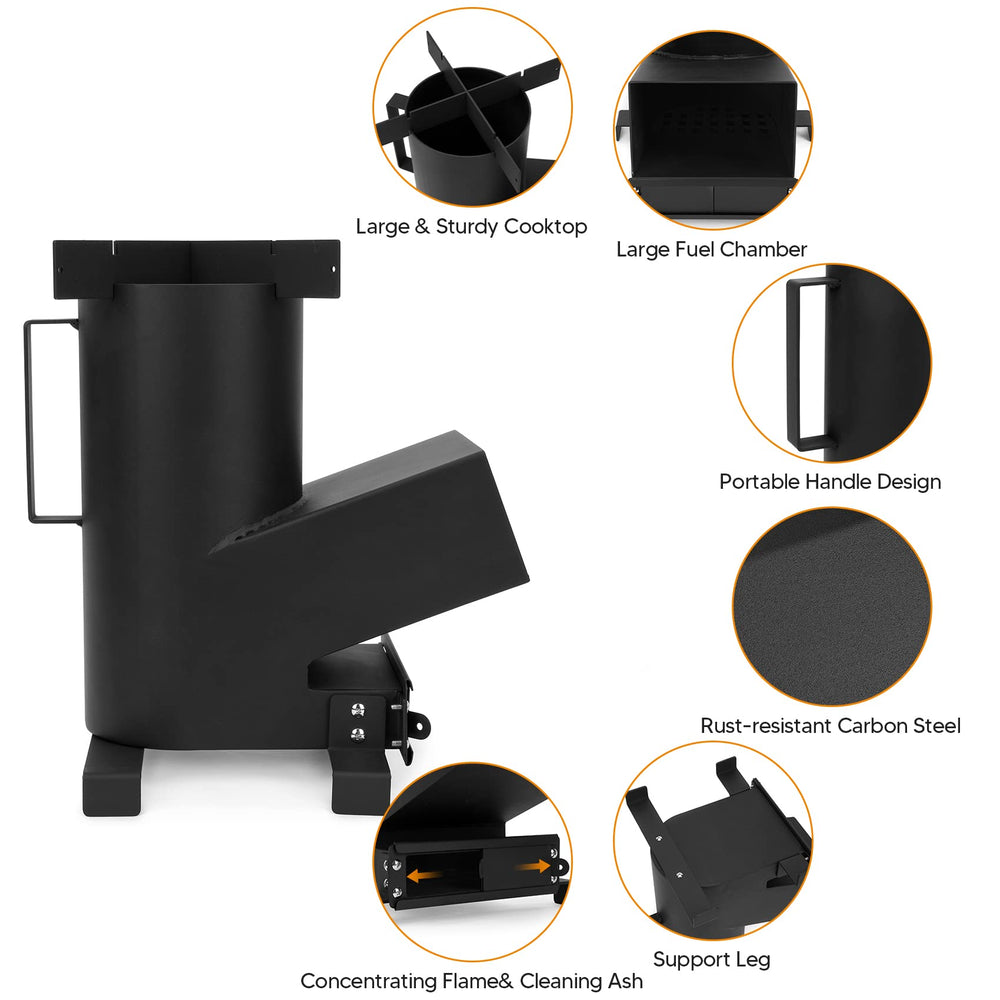 ONLYFIRE GRILLS fuel chamber angled view showing easy wood feeding and efficient burn