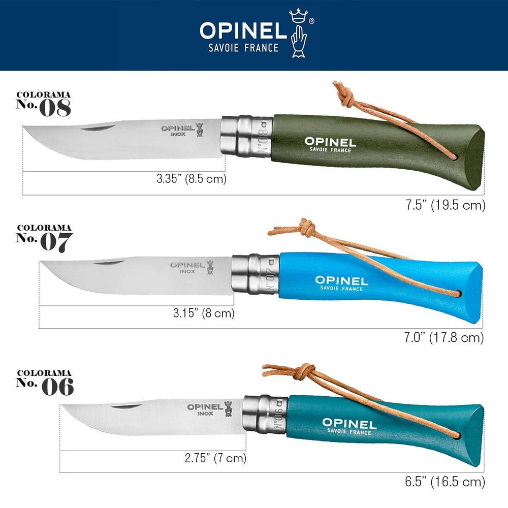 OPINEL purple lanyard attached illustrating easy carry and visibility