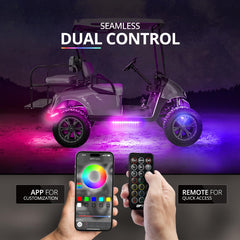 OPT7 Aura app control screen displaying custom color patterns