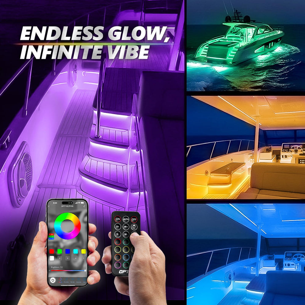 OPT7 Aura mounted on a boat cockpit providing customizable ambient benefits