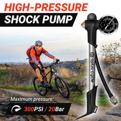 Optio Cycle closeup of dual PSI and Bar gauge for precise pressure readings