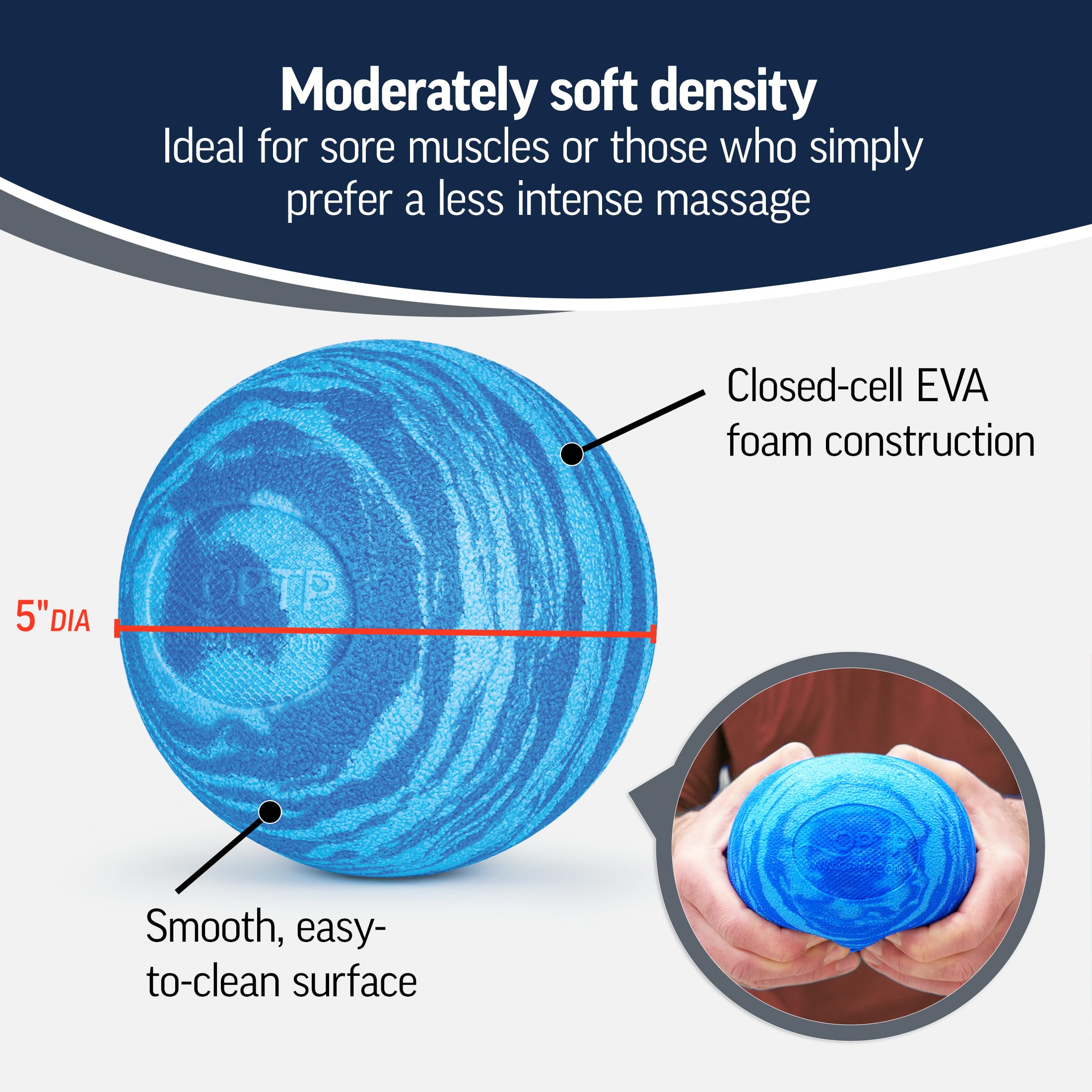 OPTP PRO Soft Release Ball in use under back, gentle pressure for muscle relief