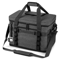 opux front view gray cooler bag showing sturdy construction and capacity