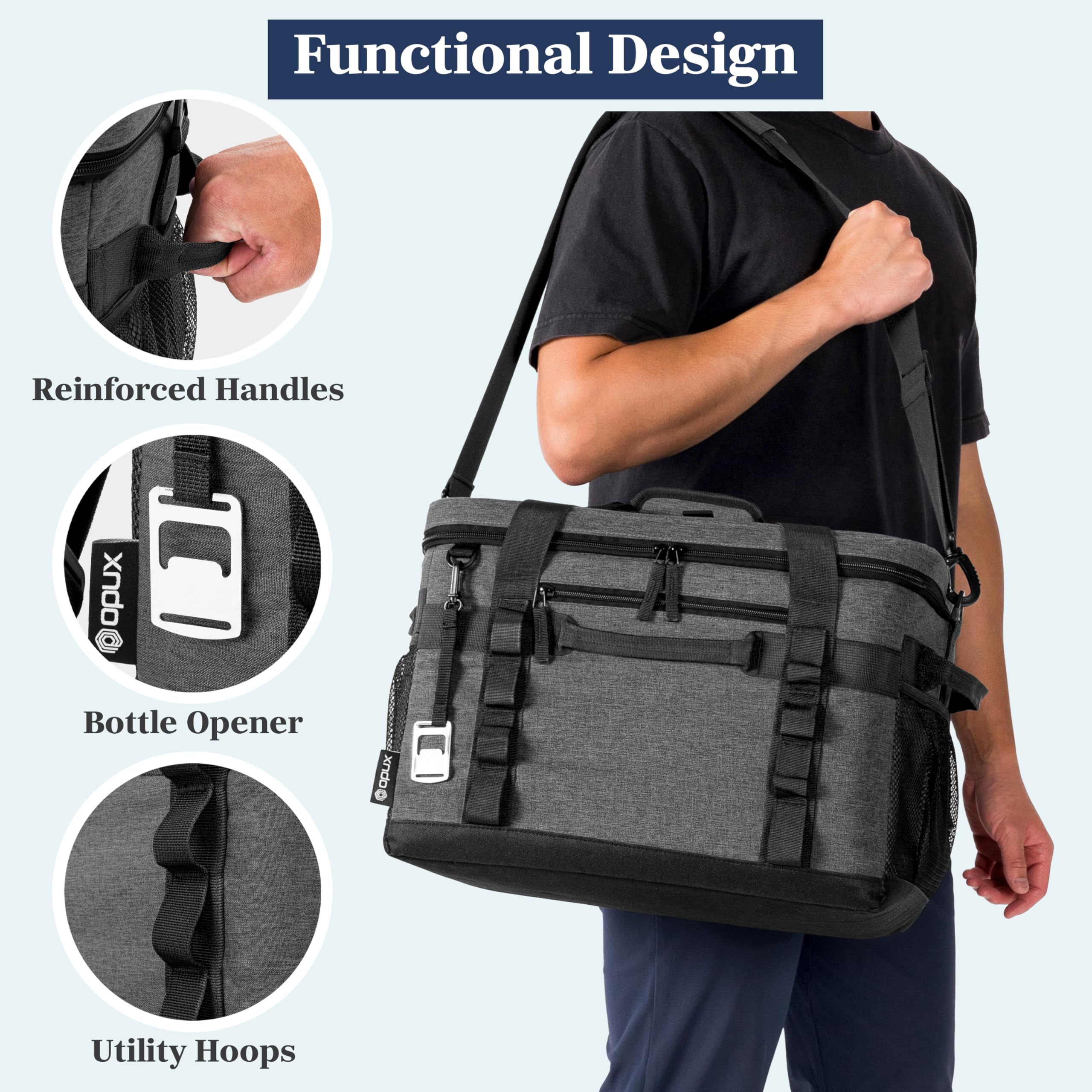 opux padded shoulder strap and handle providing comfortable carry options