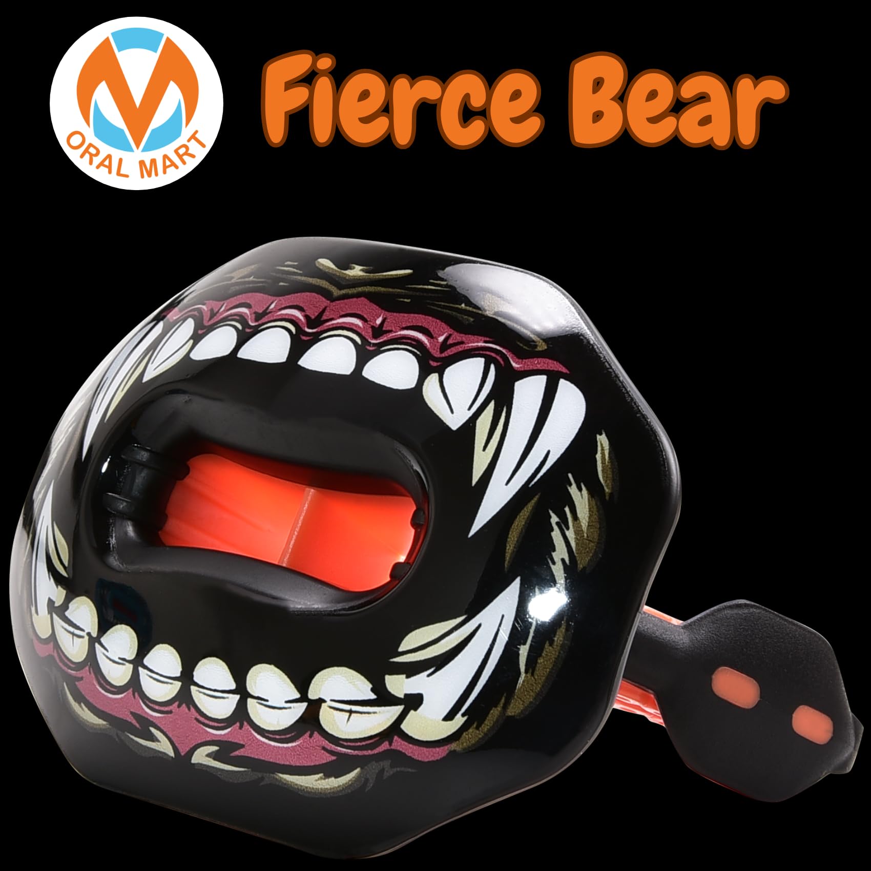 Oral Mart Fierce Bear next to a football showing compact size