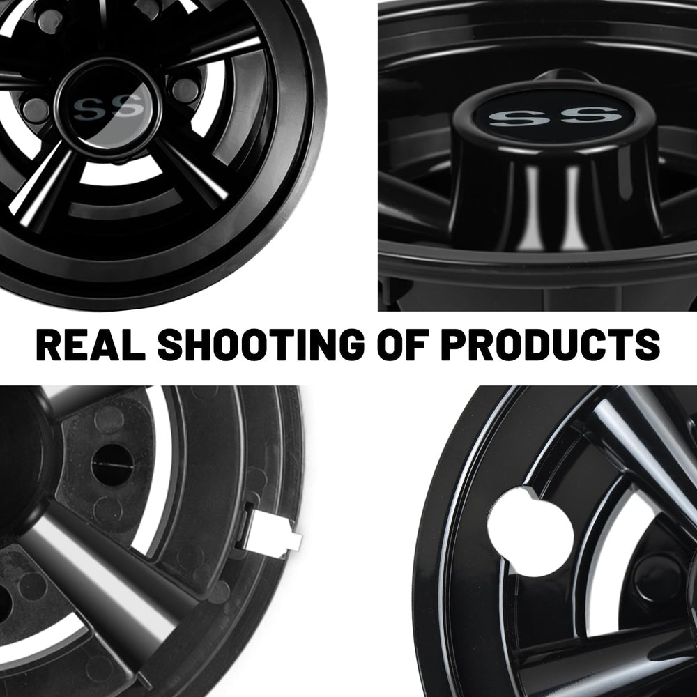 Orle Oko installed on golf cart front wheel demonstrating immediate style upgrade