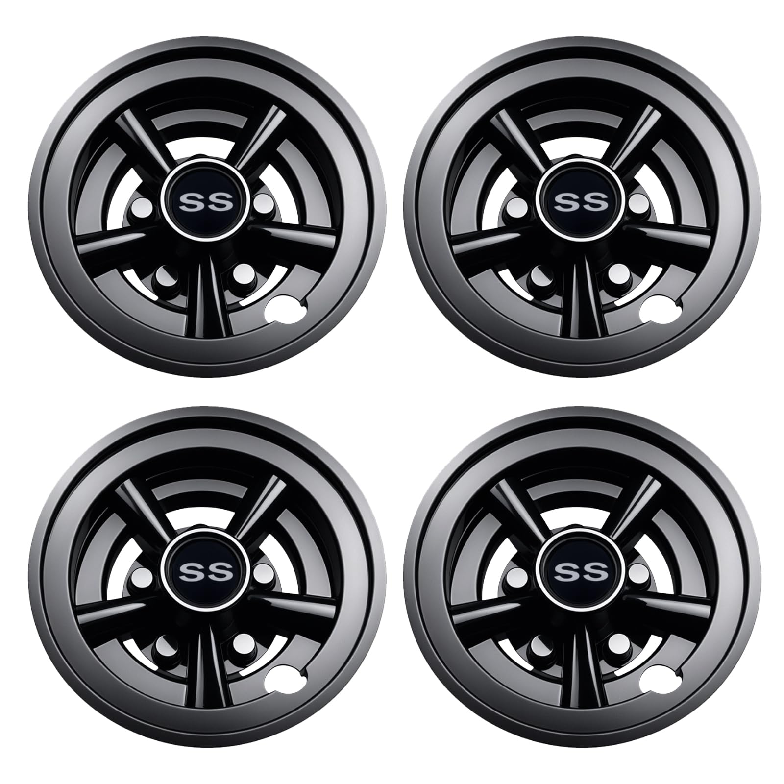 Orle Oko hub cap beside ruler showing scale and confirming 8-inch wheel compatibility