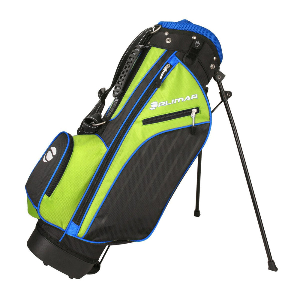 Orlimar front view of junior stand bag showing pockets and colors for organized storage