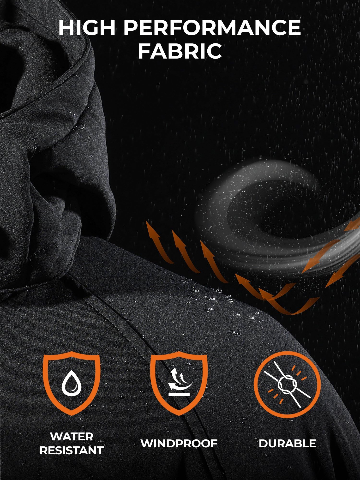 ORORO fabric repelling water droplets to show light rain protection