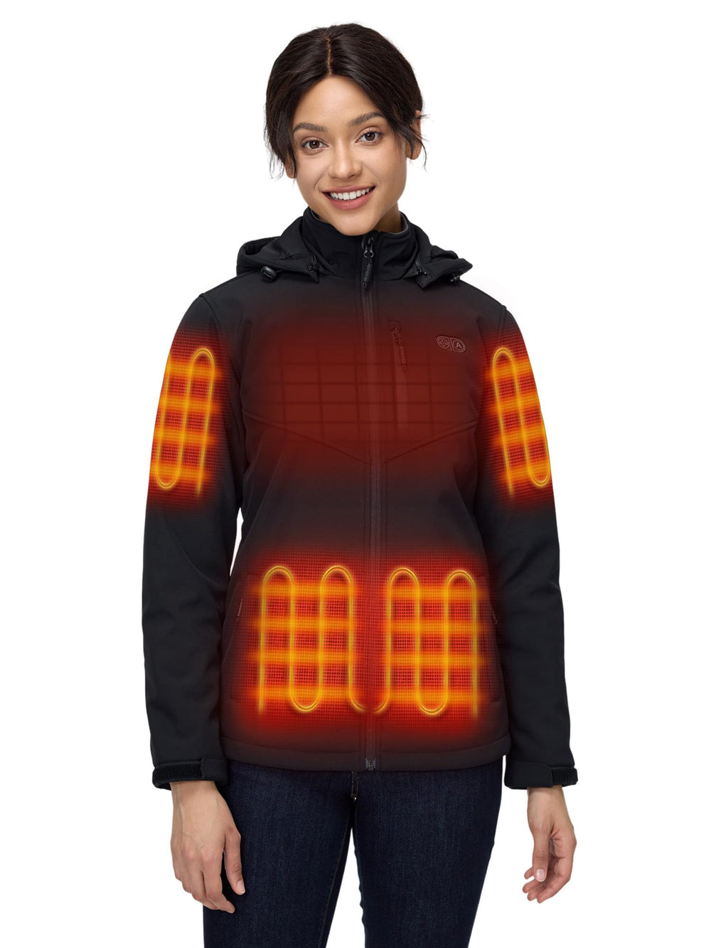 ORORO front view of jacket showing tailored fit and zip for warmth