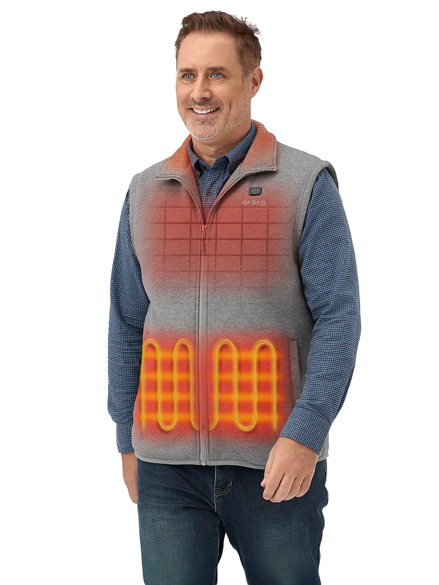 ORORO heated vest front view showing lightweight warmth benefit