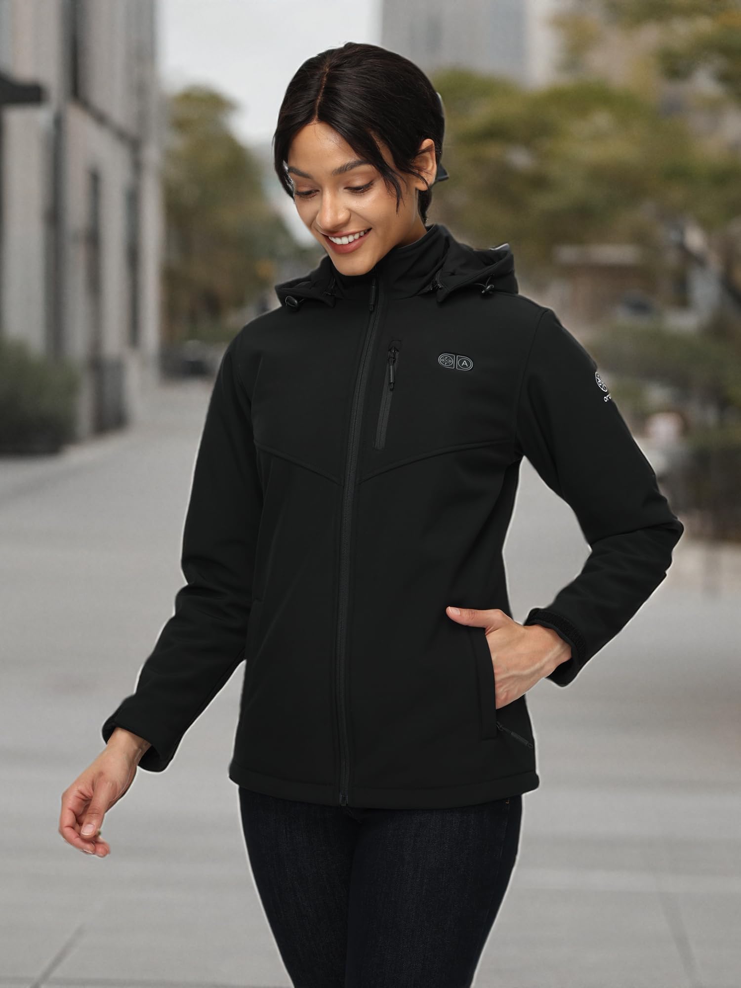 ORORO jacket on model showing scale and comfortable active fit
