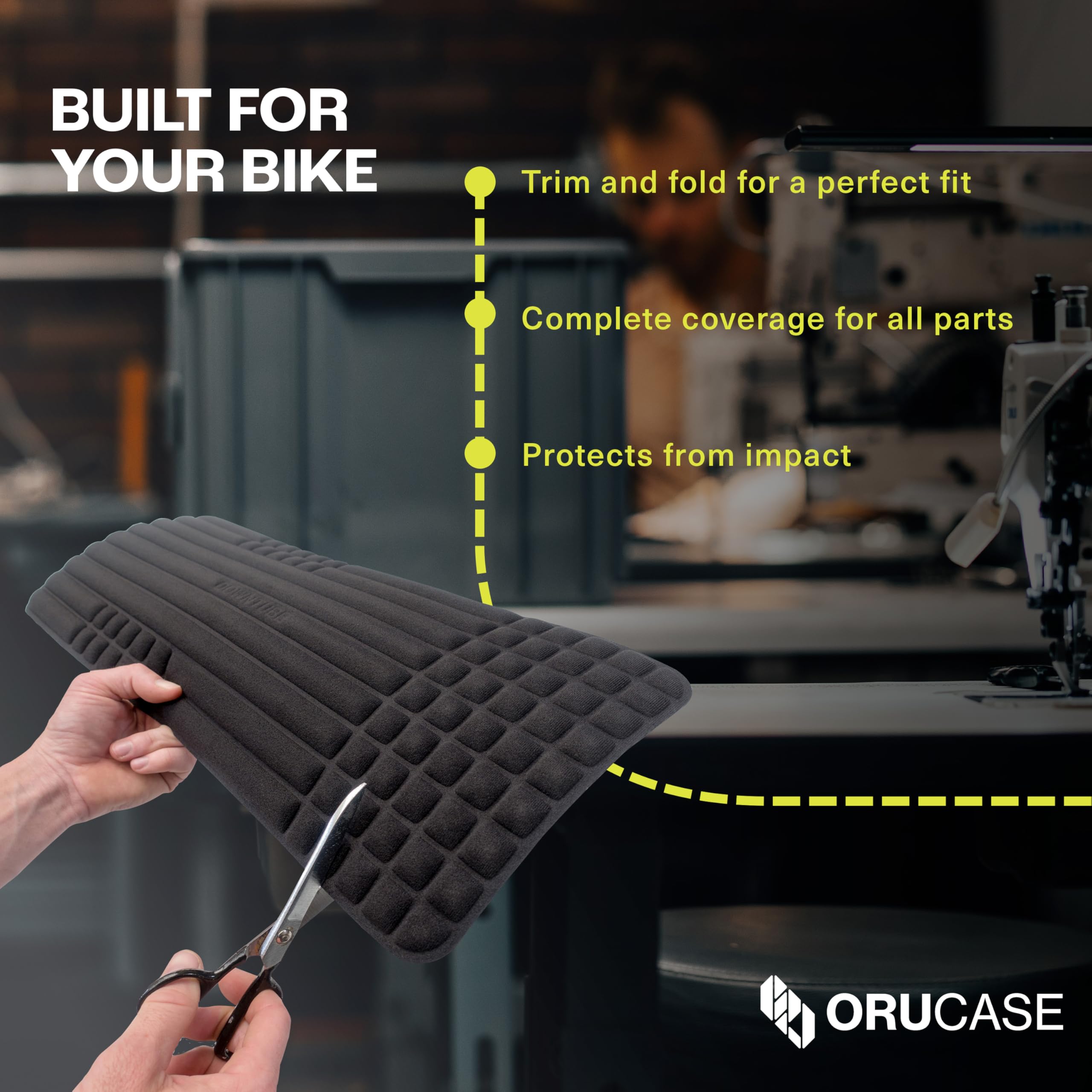 ORUCASE fork pad installed for impact absorption during transport and handling
