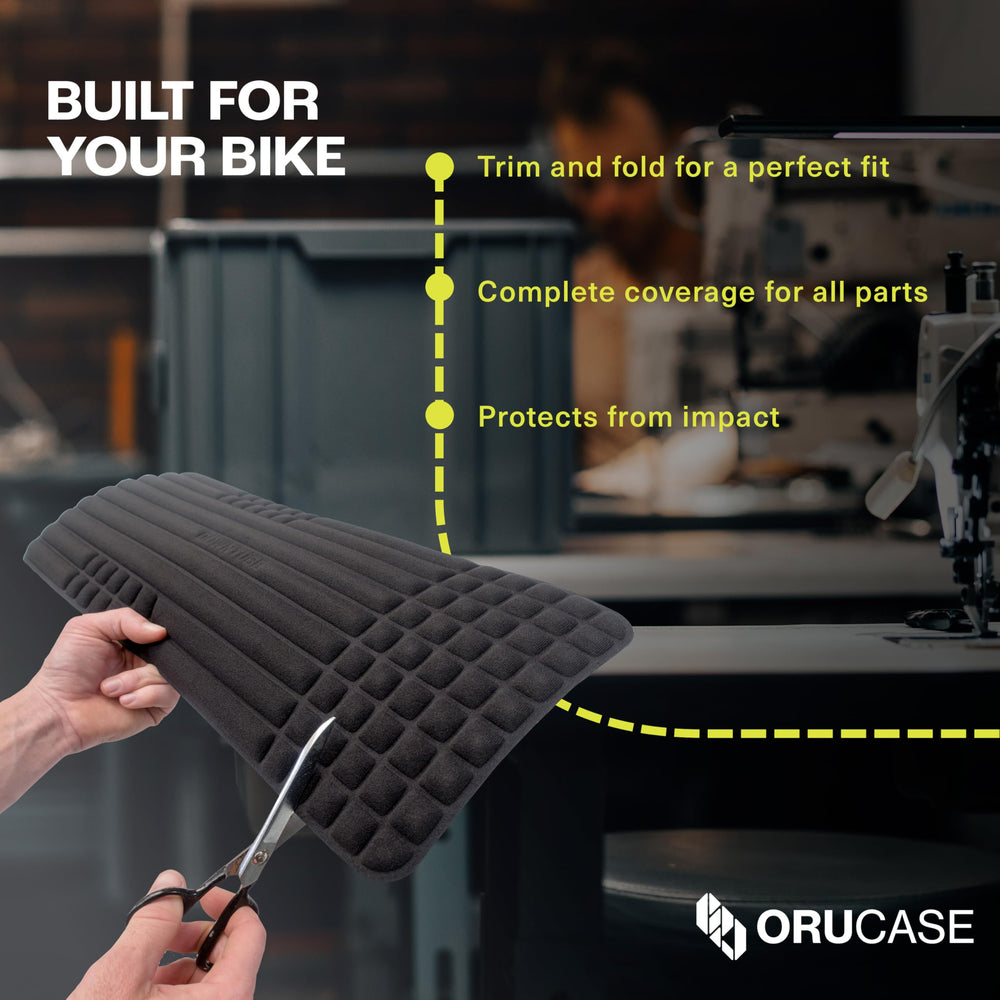 ORUCASE fork pad installed for impact absorption during transport and handling
