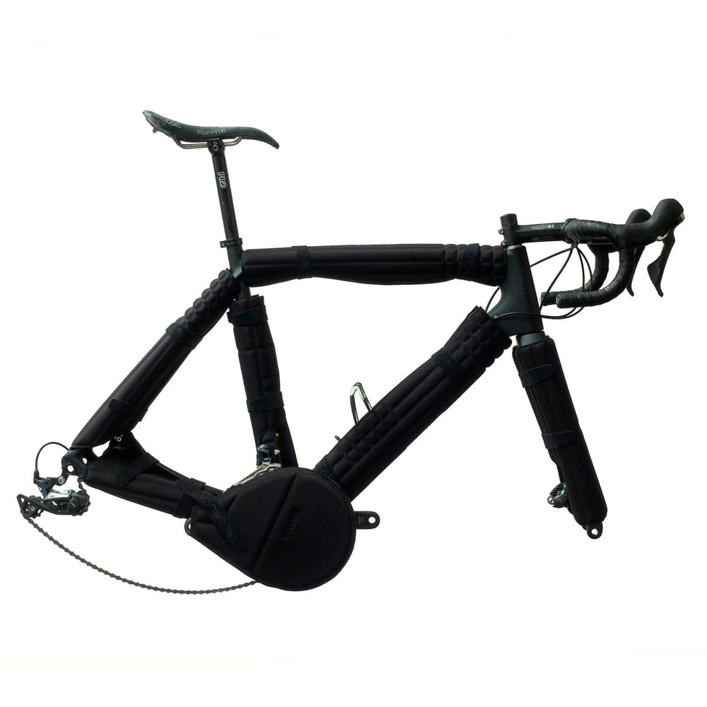 ORUCASE front view of padded bike frame showing full coverage and peace of mind