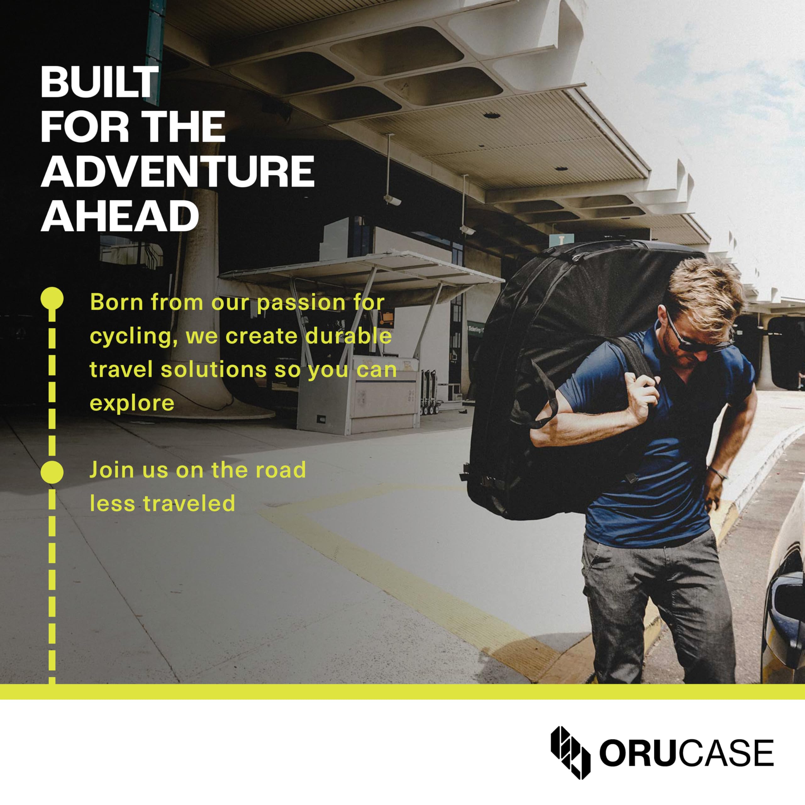 ORUCASE packed bike in travel bag illustrating convenience and travel protection