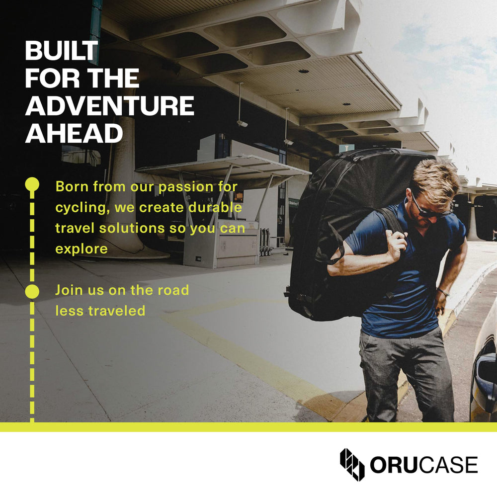 ORUCASE packed bike in travel bag illustrating convenience and travel protection