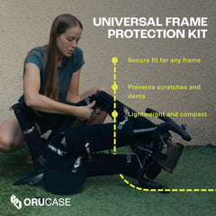 ORUCASE close-up on rear triangle pad protecting chainstays and seatstays from damage