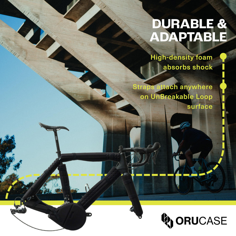 ORUCASE top tube padding detail demonstrating secure fit and scratch prevention