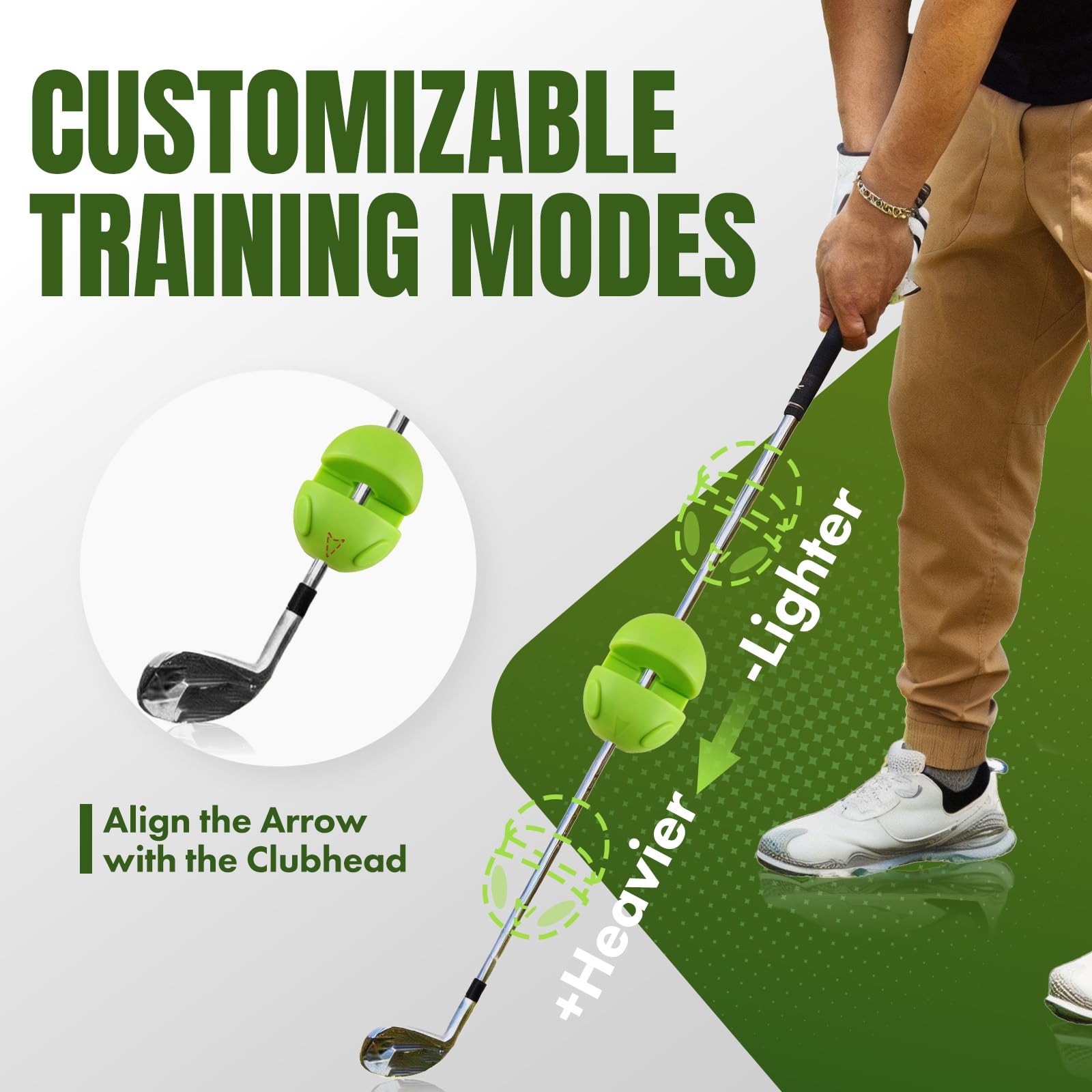 Orvane attached on club shaft demonstrating easy fit and quick setup benefit