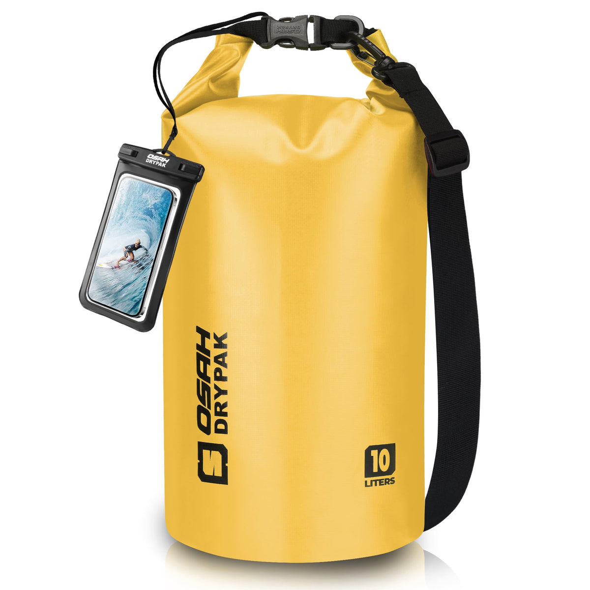 OSAH DRYPAK front view showing roll-top and strap protects gear
