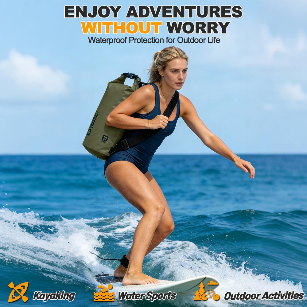 OSAH DRYPAK on the beach lifestyle shot showing reliable gear protection