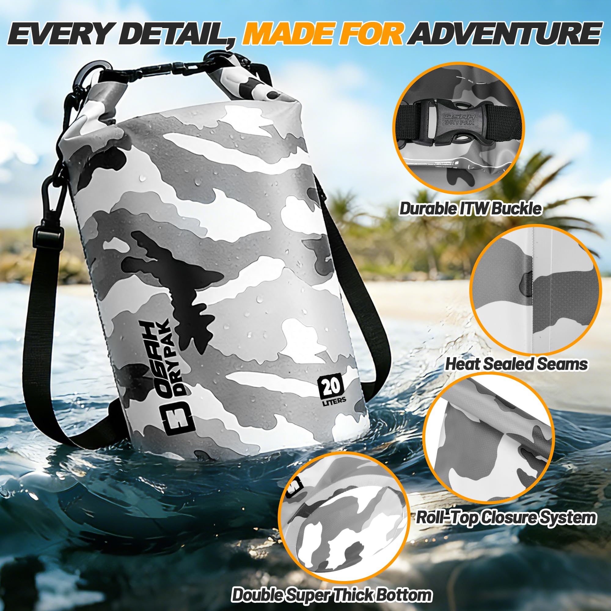 OSAH DRYPAK included waterproof phone case protecting device from water