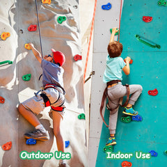 OSPNIEEK climbing holds mounted on plywood panel demonstrating safe home installation