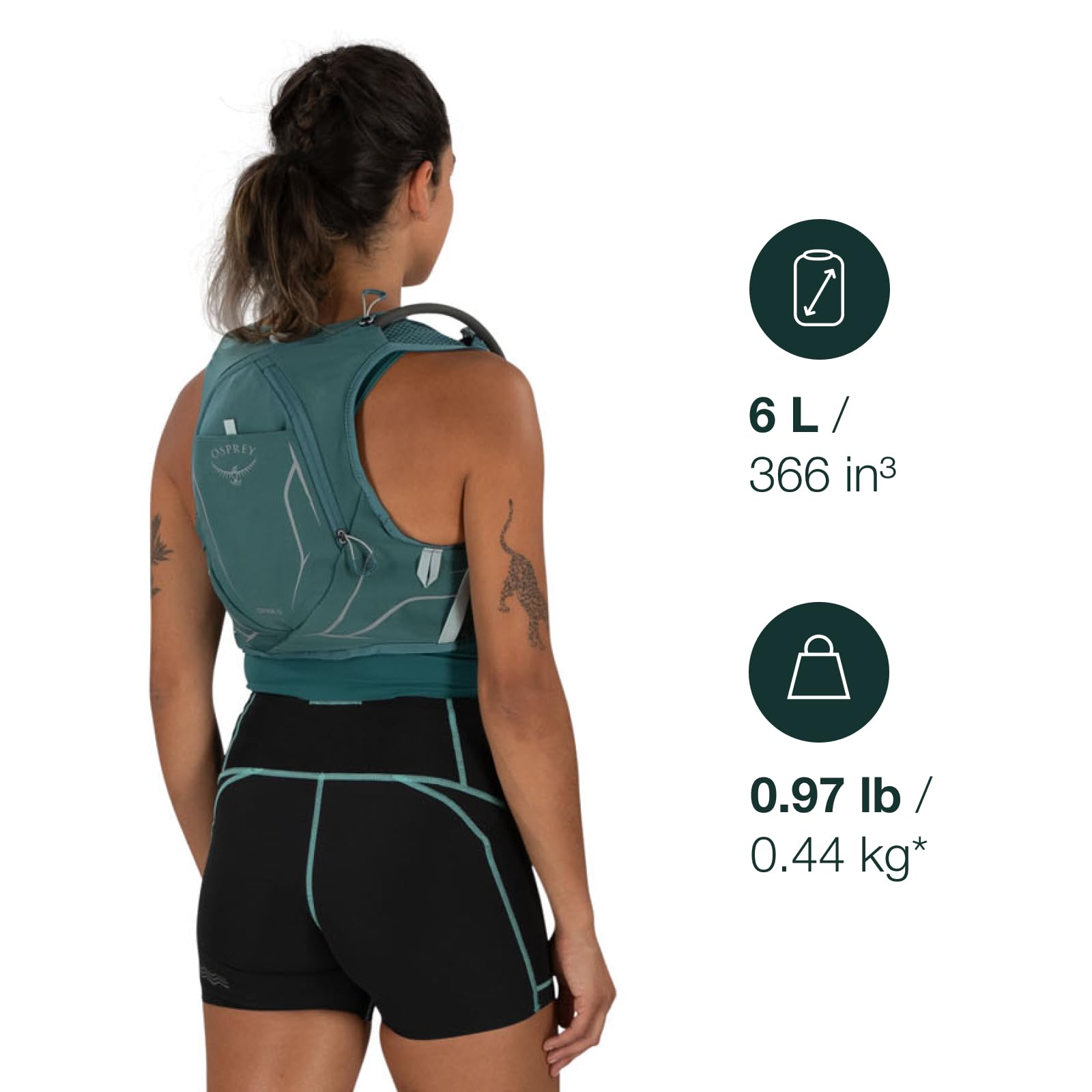 Osprey Dyna 6L breathable recycled mesh back for airflow and comfort