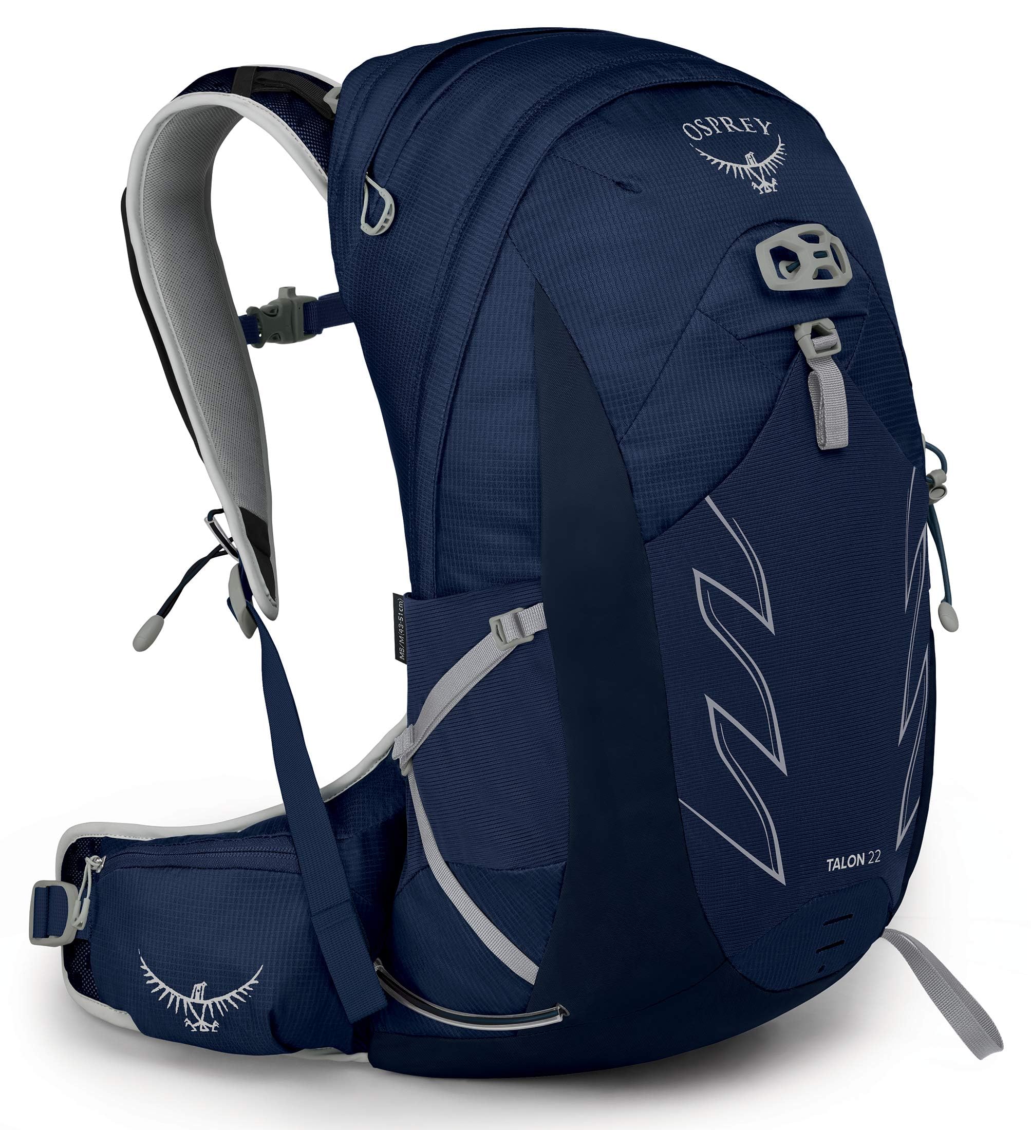 Osprey Talon front view showing pack shape and accessible pockets for fast access