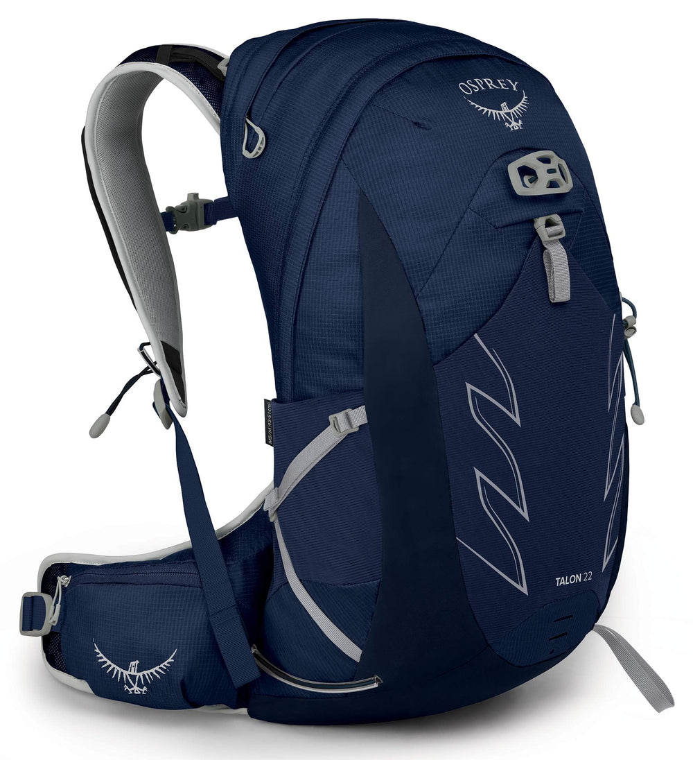 Osprey Talon front view showing pack shape and accessible pockets for fast access