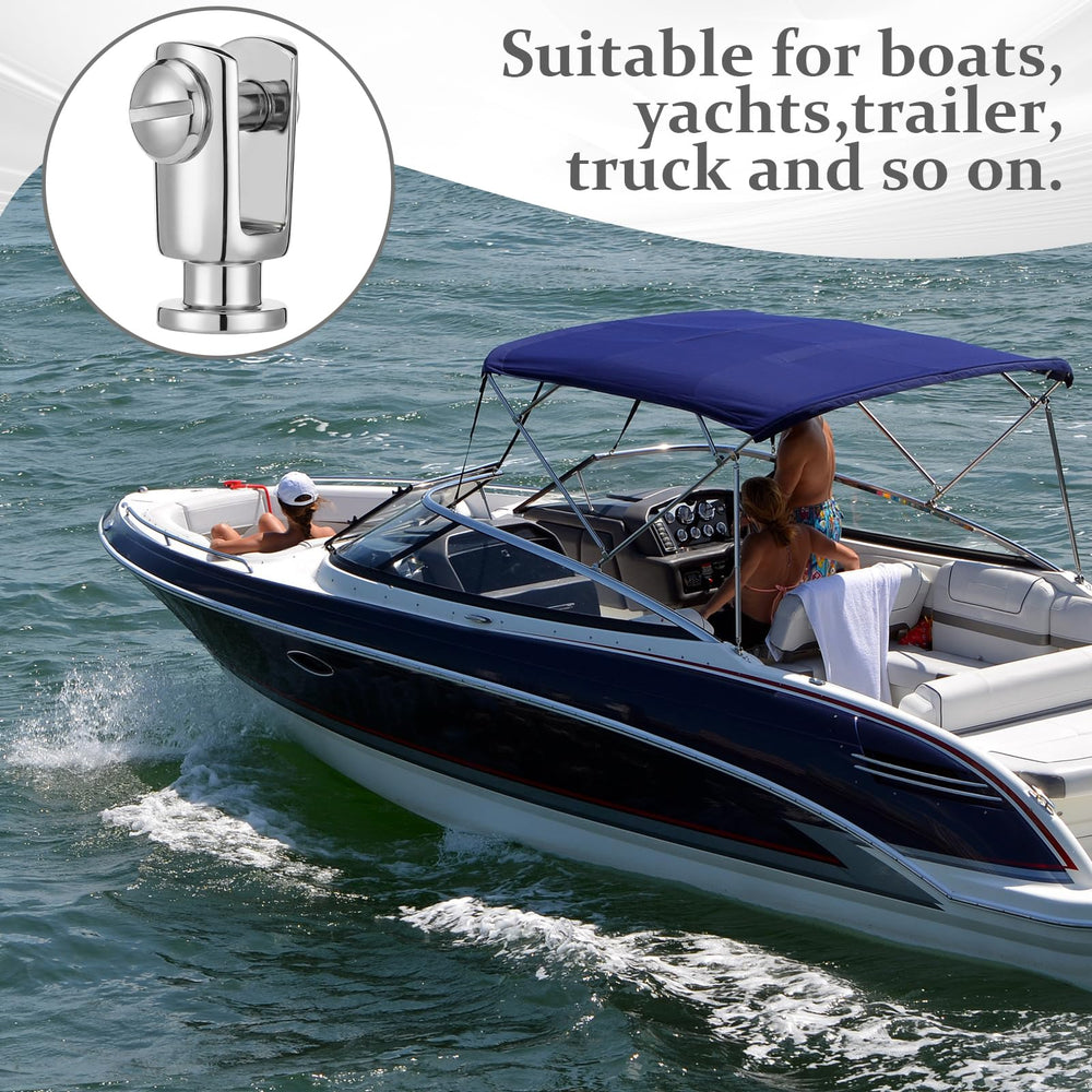Otoolling hinge pins installed on bimini frame demonstrating fast removal benefit