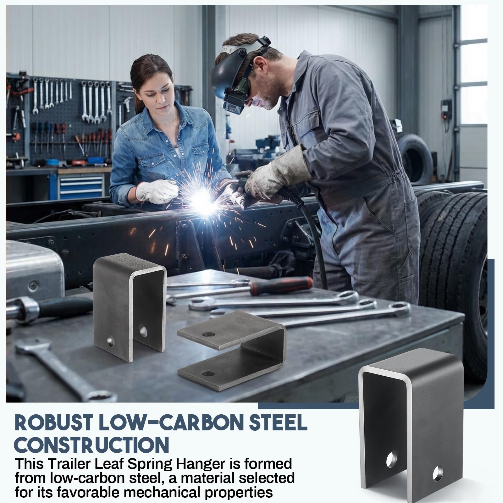 Otoolling hanger installed on trailer axle illustrating correct alignment benefit