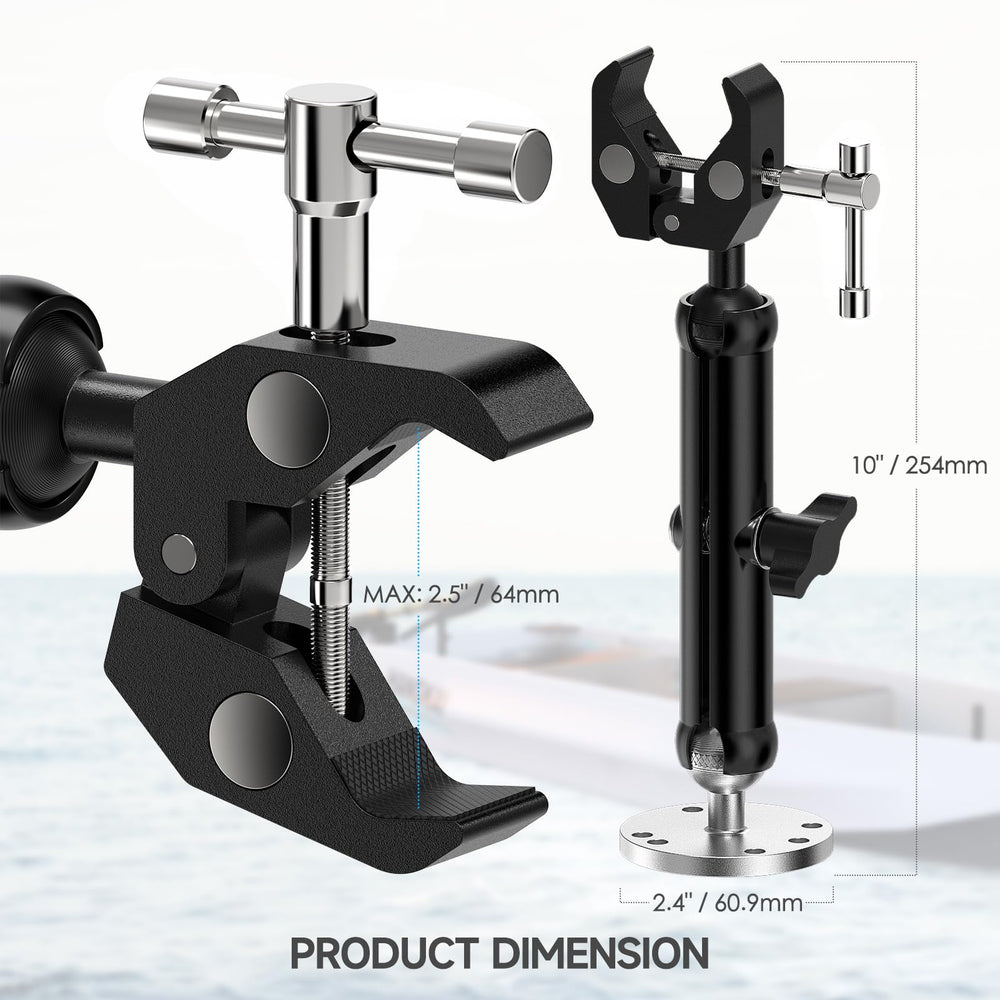 OTW arm extended to show 9.05-inch reach and flexible positioning benefit