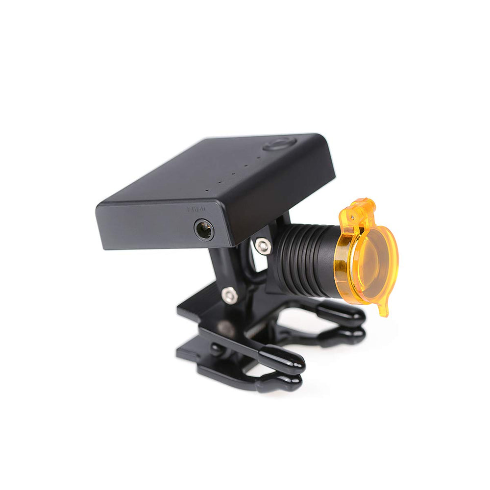 OUBO headlamp front on eyewear showing compact design and improved visibility
