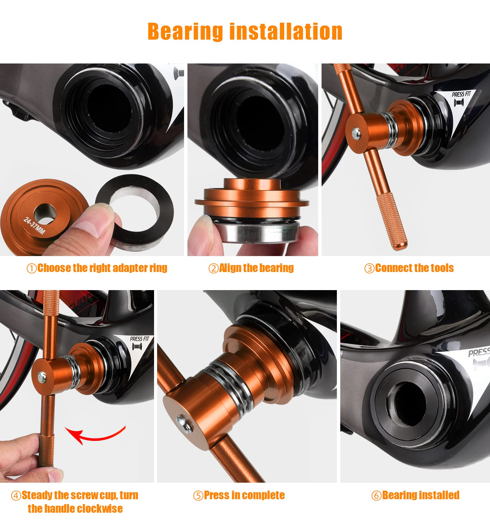 OugeWood press cup holding bearing, showing accurate seating and alignment benefit