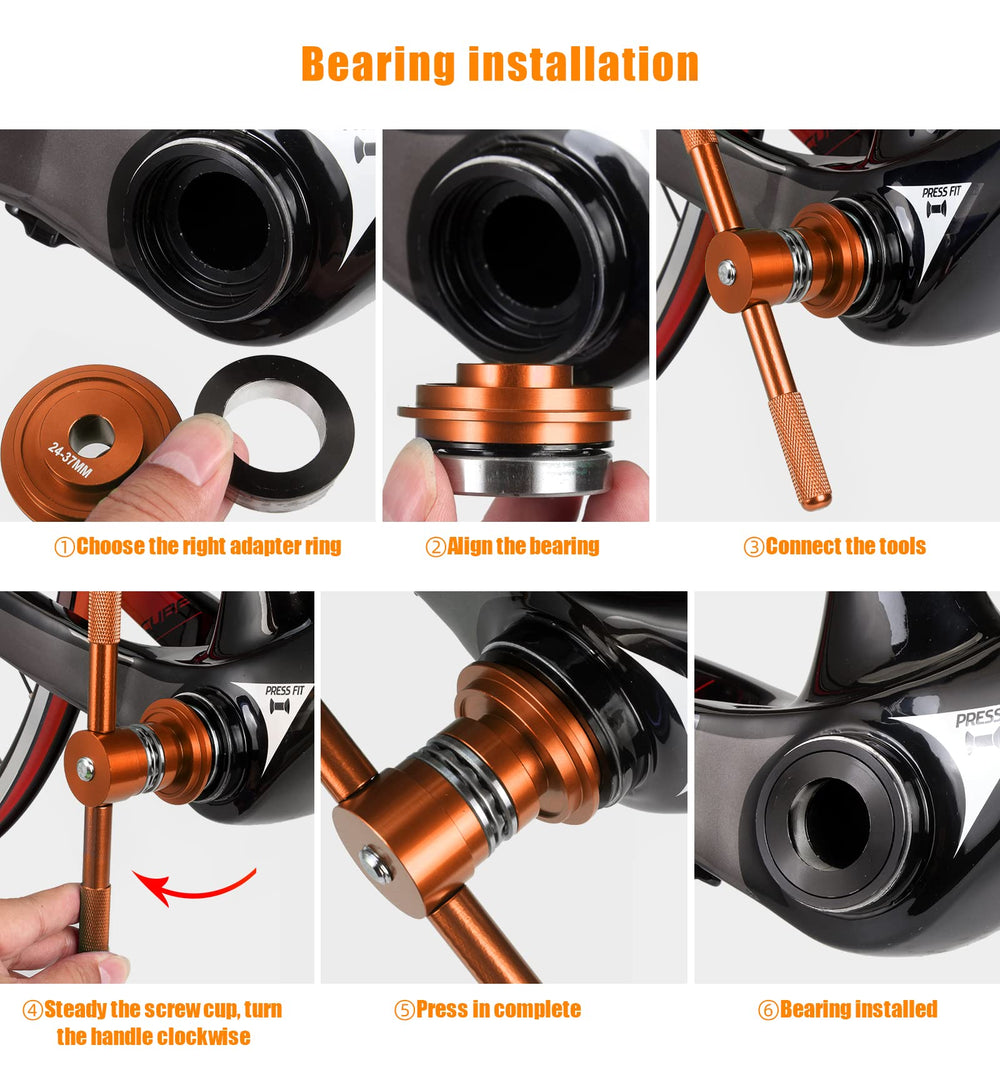 OugeWood press cup holding bearing, showing accurate seating and alignment benefit