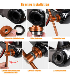 OugeWood press cup holding bearing, showing accurate seating and alignment benefit