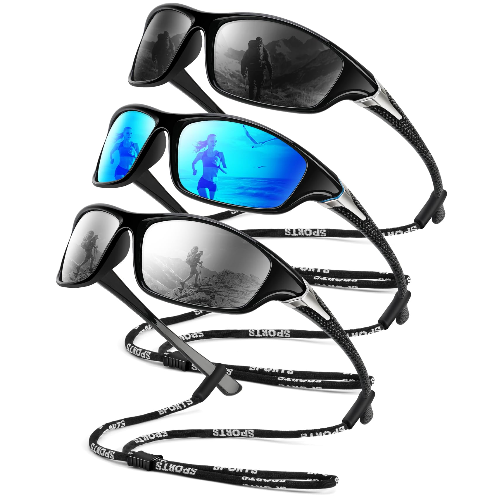 OUKEMAX front view of three-pack showing frame styles and fit benefits