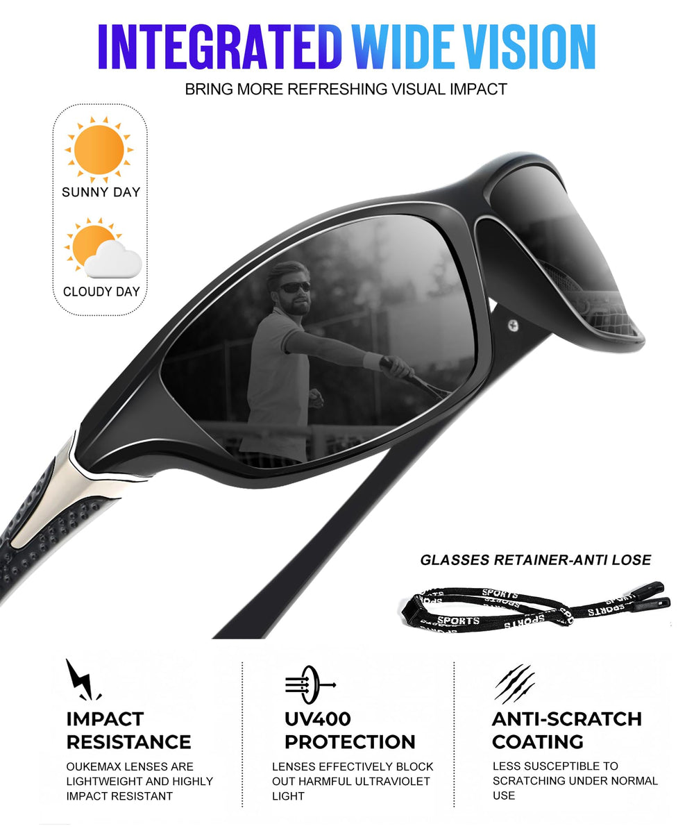 OUKEMAX adjustable lanyard with spring-button slider securing glasses during sport