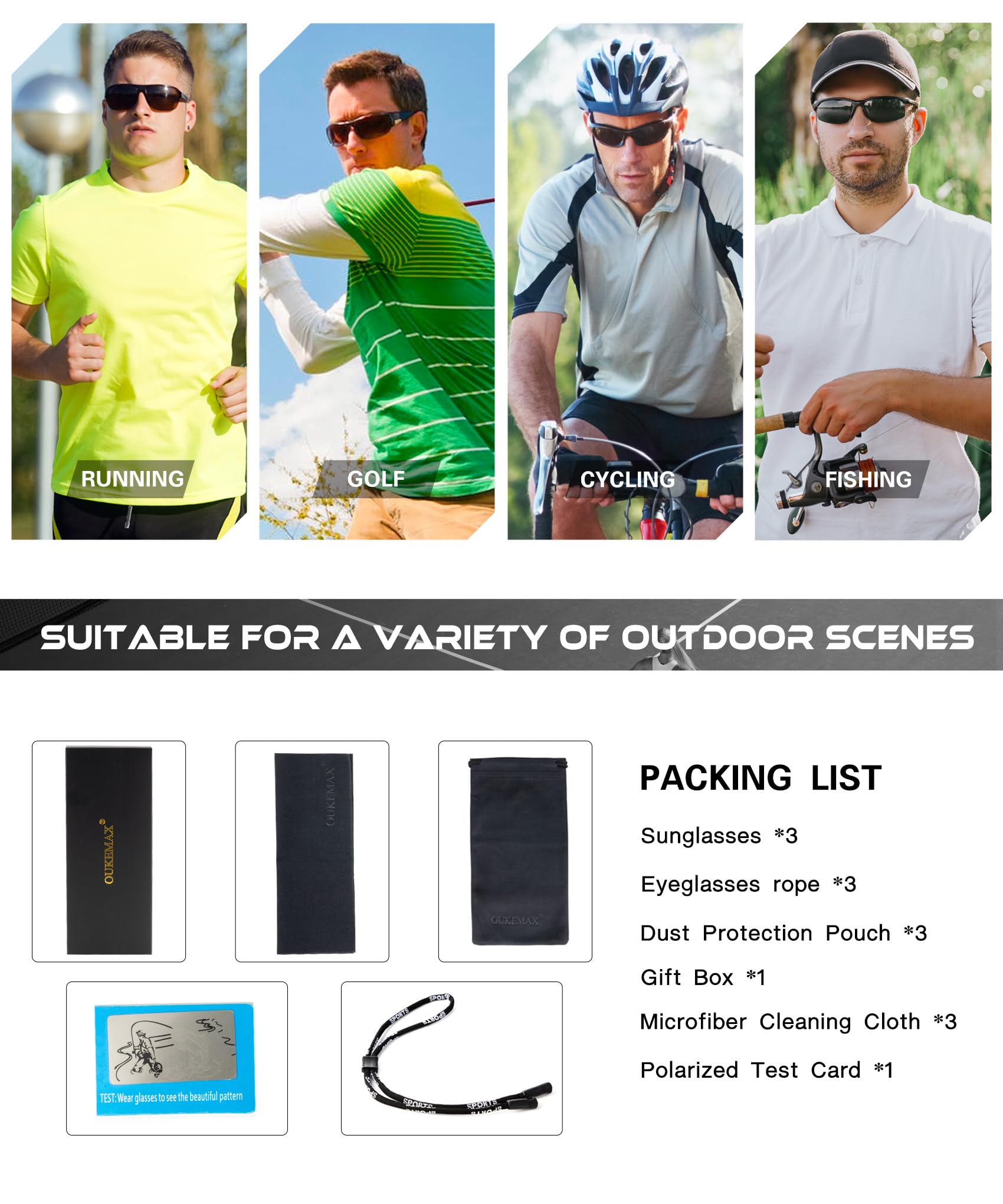 OUKEMAX on cyclist outdoors illustrating stable fit and glare reduction