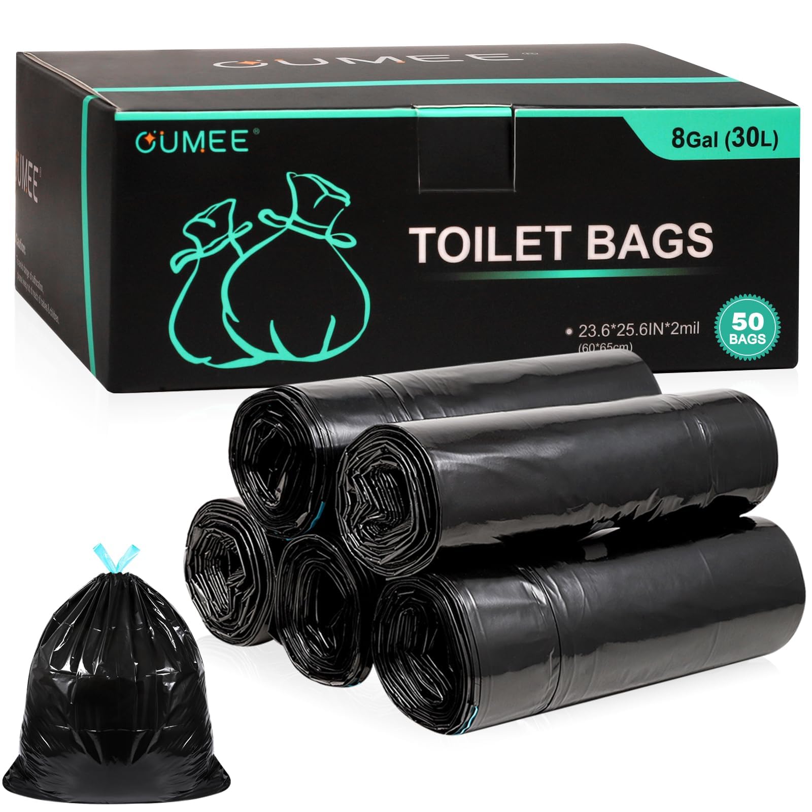 OUMEE front packaging showing 50 bags and 30 gel sachets for convenience