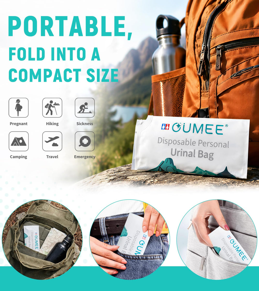 OUMEE in use standing female example showing hands-free convenience