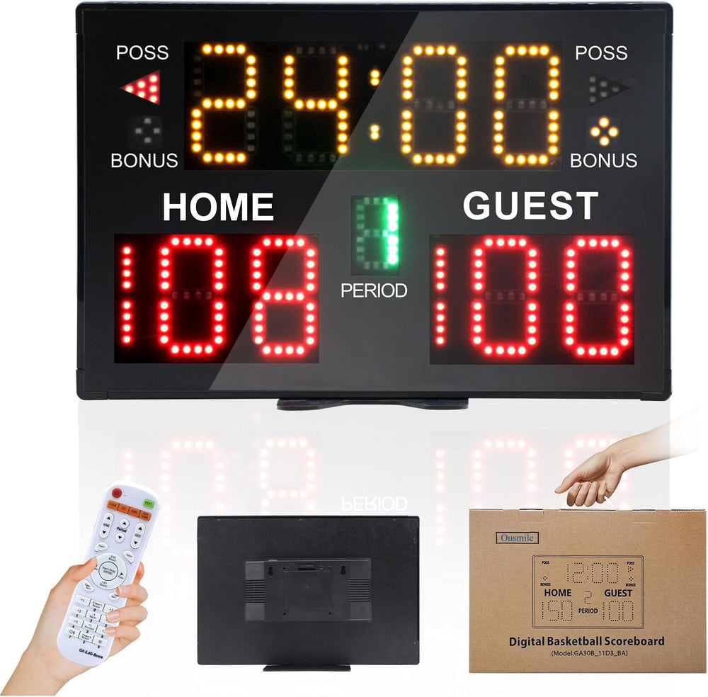 Ousmile scoreboard front view showing bright LED digits and clear readability