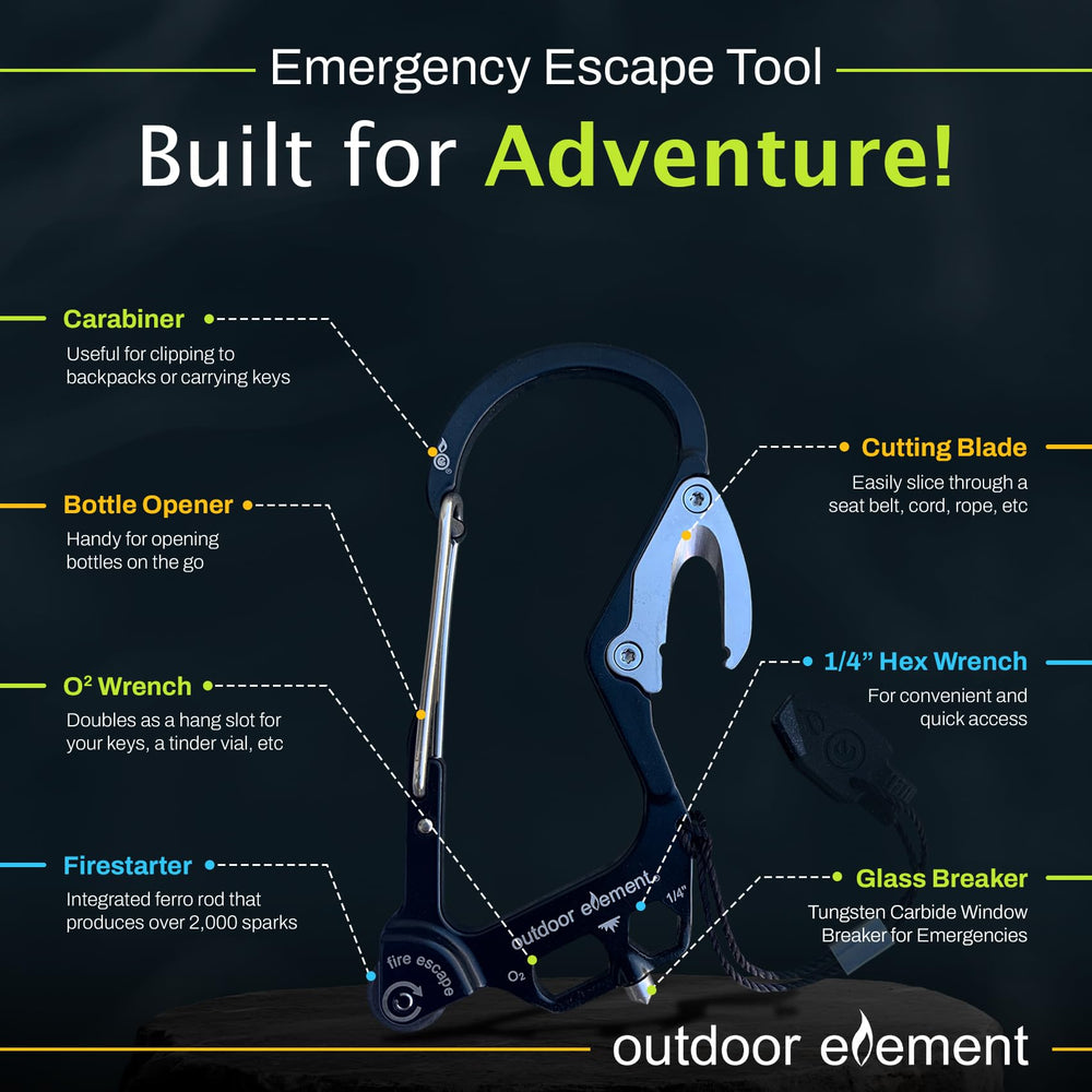 OUTDOOR ELEMENT recessed seatbelt cutter detail for safe, efficient cutting