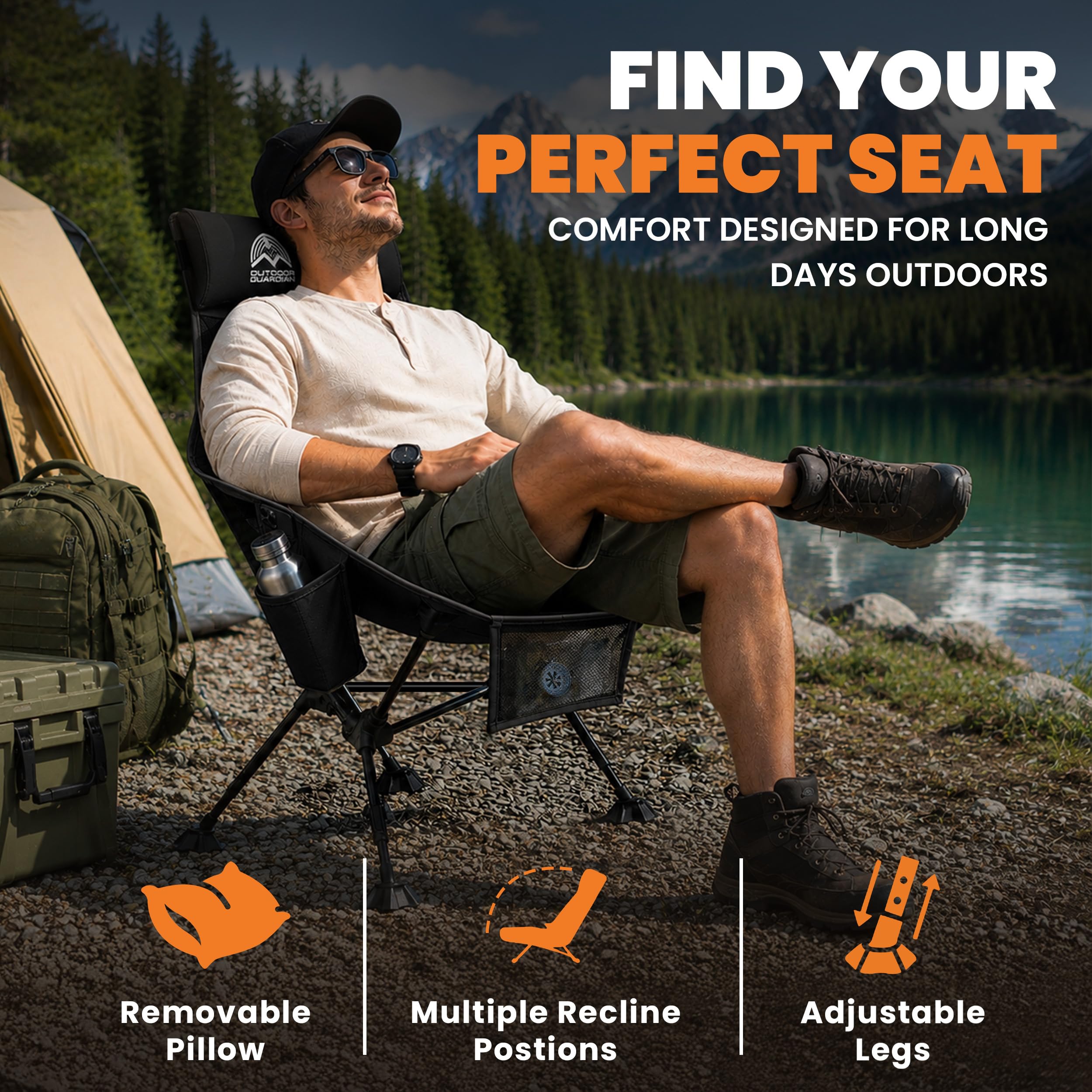Outdoor Guardian adjustable pillow close-up offering customizable neck support